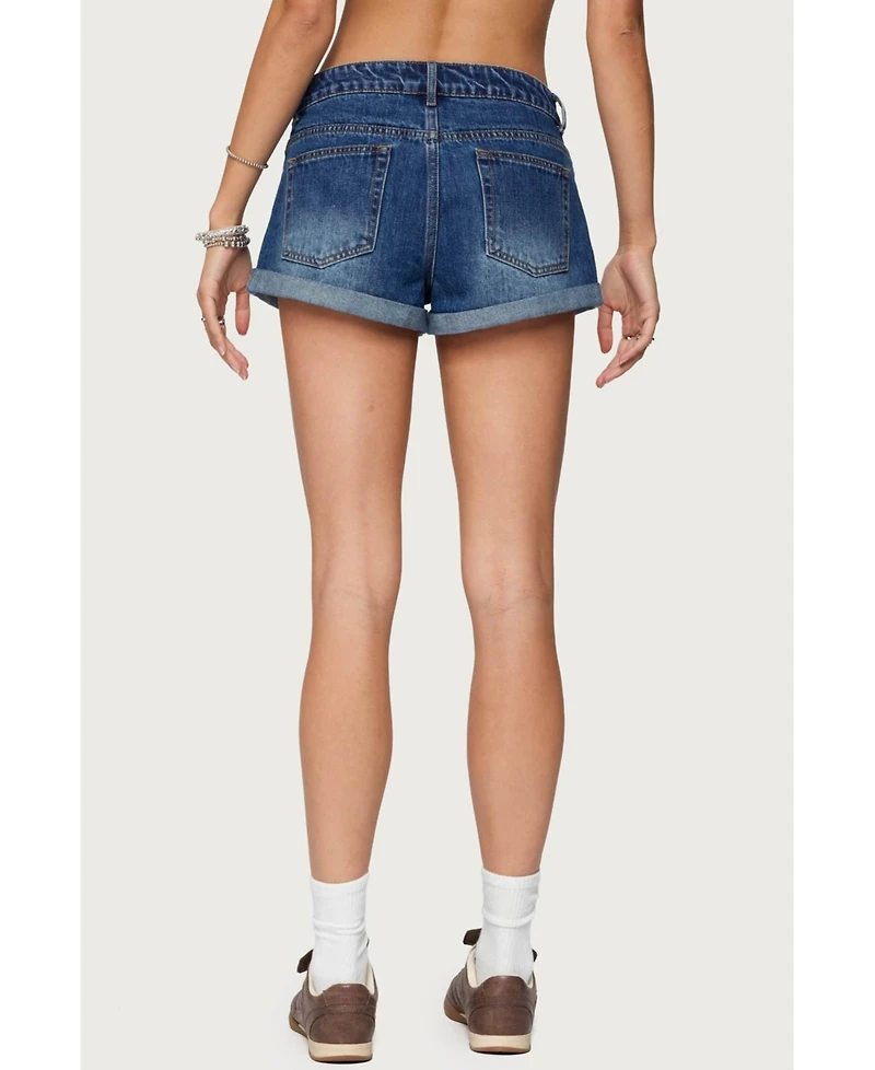 Edikted Women's Rylin Low-Rise Denim Shorts