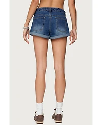 Edikted Women's Rylin Low-Rise Denim Shorts