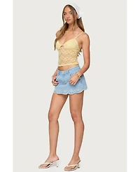 Edikted Womens Sheer Lace Cut Out Tank Top