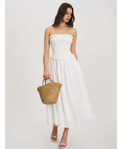 Miss Circle Women's Quadiya Smock Top Strapless Drop Waist Midi Dress