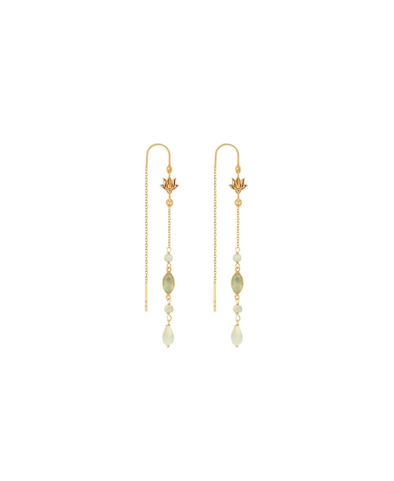 Karma and Luck Renewed Purpose Lotus Aquamarine Drop Earrings