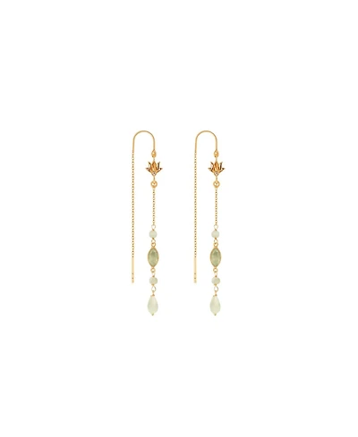 Karma and Luck Renewed Purpose Lotus Aquamarine Drop Earrings