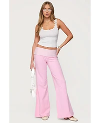 Edikted Women's Meshey Striped Fold Over Pants