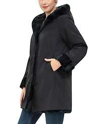 Bgsd Women's Brielle Hooded Reversible Faux Mink Fur Coat
