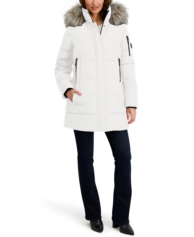 Nautica Women's Faux-Fur-Trim Hooded Puffer Coat