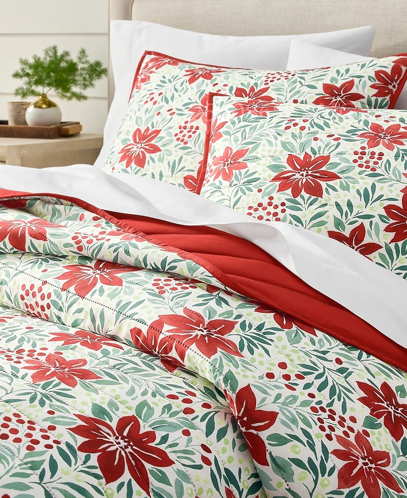 Holiday Lane Poinsettia Quilt Set, Full/Queen, Macy's Exclusive