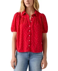 Levi's Women's Lea Printed Puff-Sleeve Slim-Fit Blouse