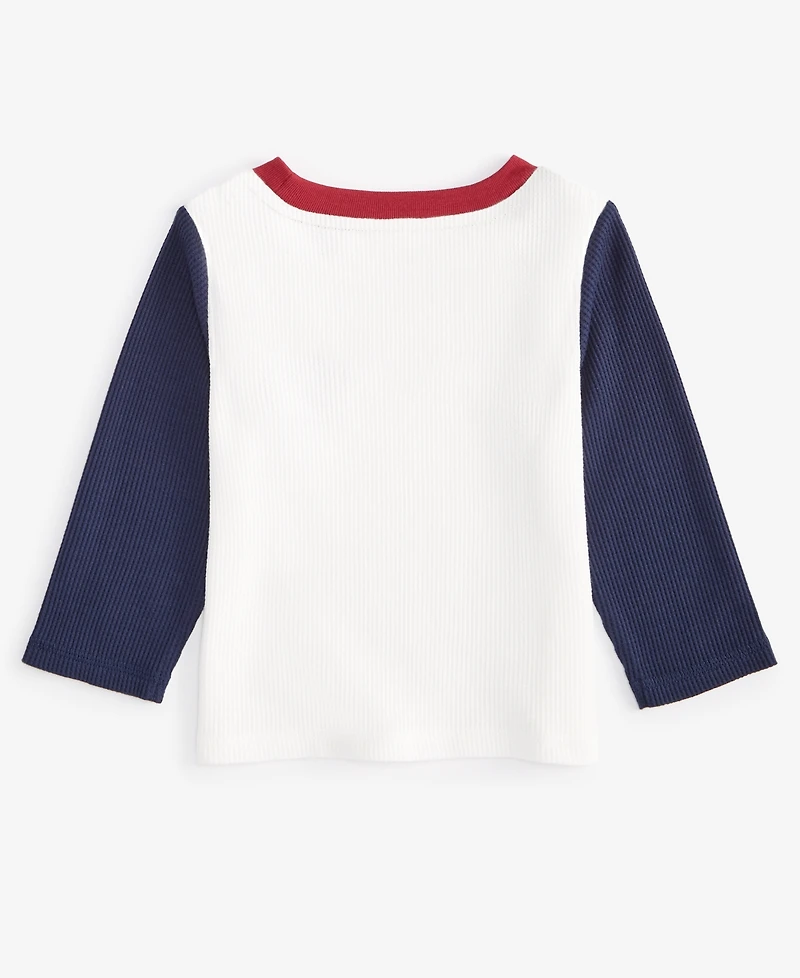 First Impressions Baby Boys Long-Sleeve Waffle Colorblocked T-Shirt