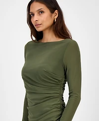 Bar Iii Women's Low-Back Ruched Mesh Midi Dress, Macy's Exclusive