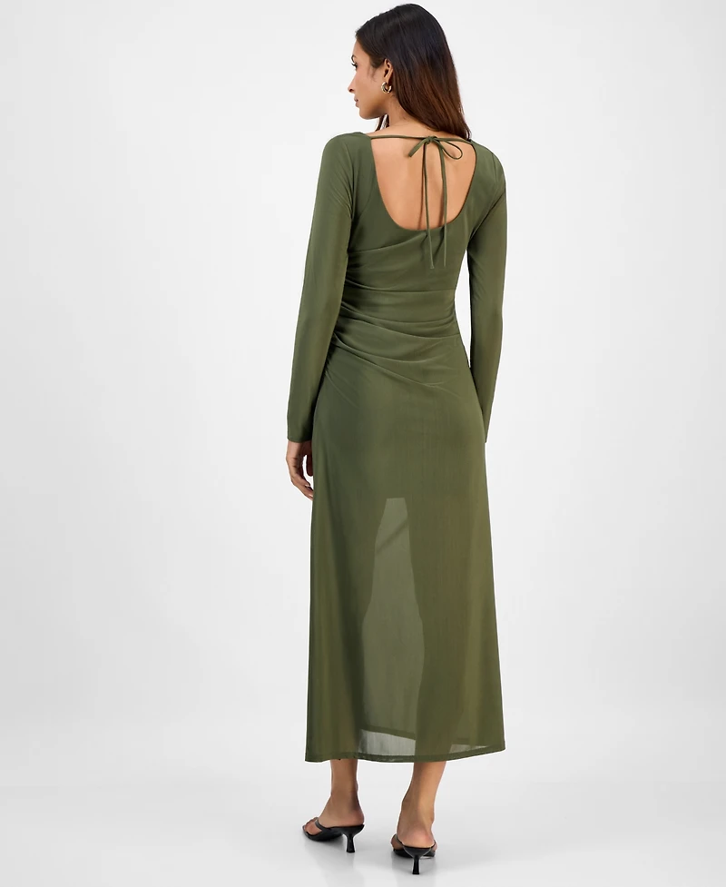 Bar Iii Women's Low-Back Ruched Mesh Midi Dress, Macy's Exclusive