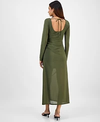 Bar Iii Women's Low-Back Ruched Mesh Midi Dress, Macy's Exclusive