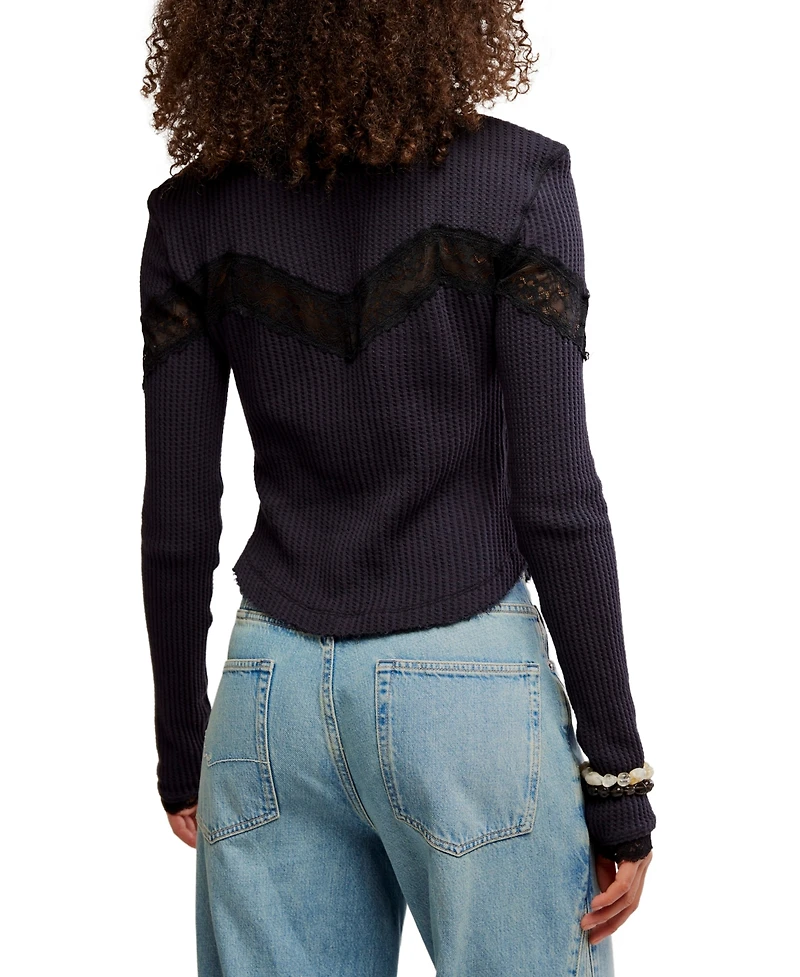 Free People Women's Lets Party Square-Neck Button-Front Top