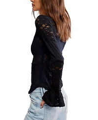 Free People Women's Flared-Sleeve Sheer Lace Top