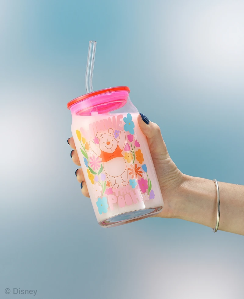 JoyJolt Pooh and Friends Can Tumblers with Lids and Straws, Set of 4