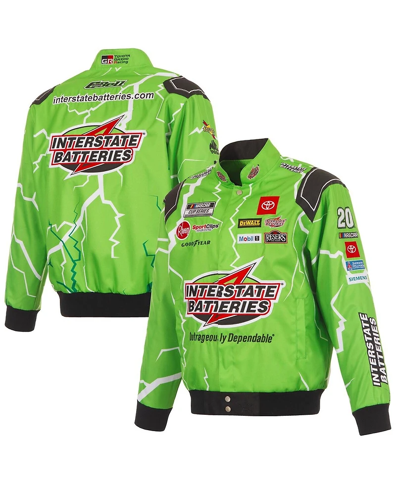 Jh Design Men's Green Christopher Bell Interstate Batteries Full-Snap Twill Uniform Jacket