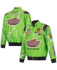 Jh Design Men's Green Christopher Bell Interstate Batteries Full-Snap Twill Uniform Jacket