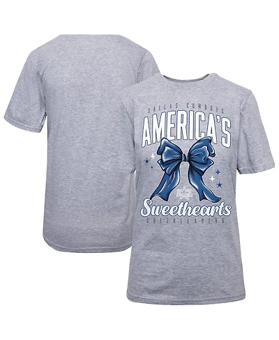 Dallas Cowboys Women's Gray Cheerleaders Sweetheart Bow T-Shirt