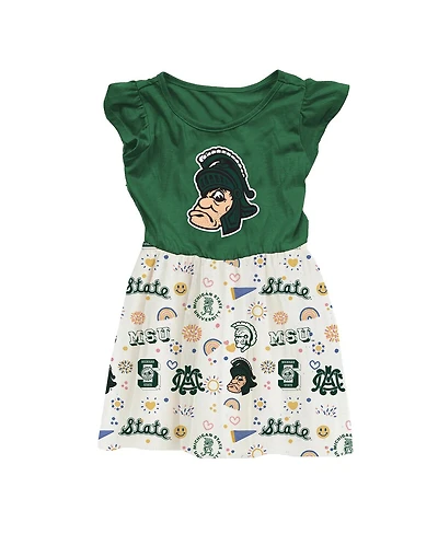 Wes & Willy Toddler Girl Green Michigan State Spartans Vault Princess Dress