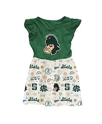 Wes & Willy Toddler Girl Green Michigan State Spartans Vault Princess Dress