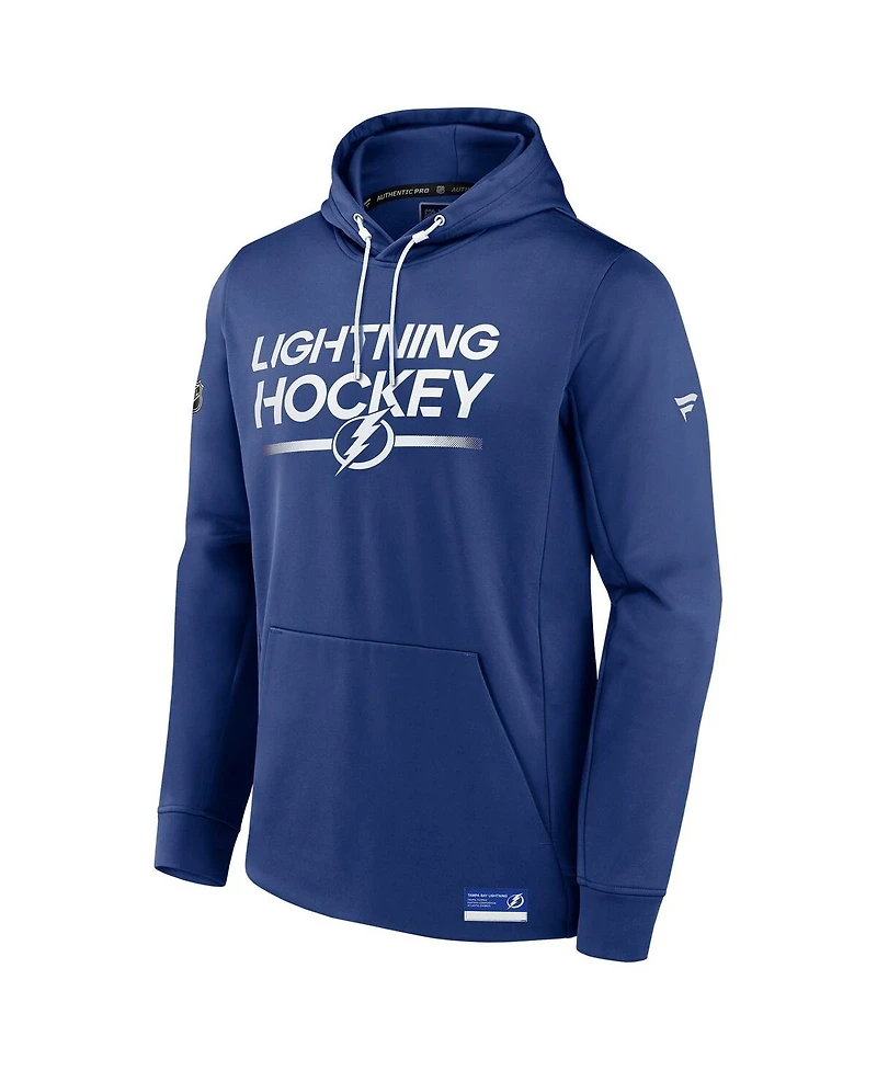 Fanatics Men's Blue Tampa Bay Lightning Authentic Pro Fleece Pullover Hoodie