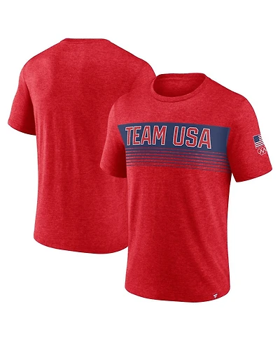 Fanatics Men's Heather Red Team Usa Bold Stripes T-Shirt