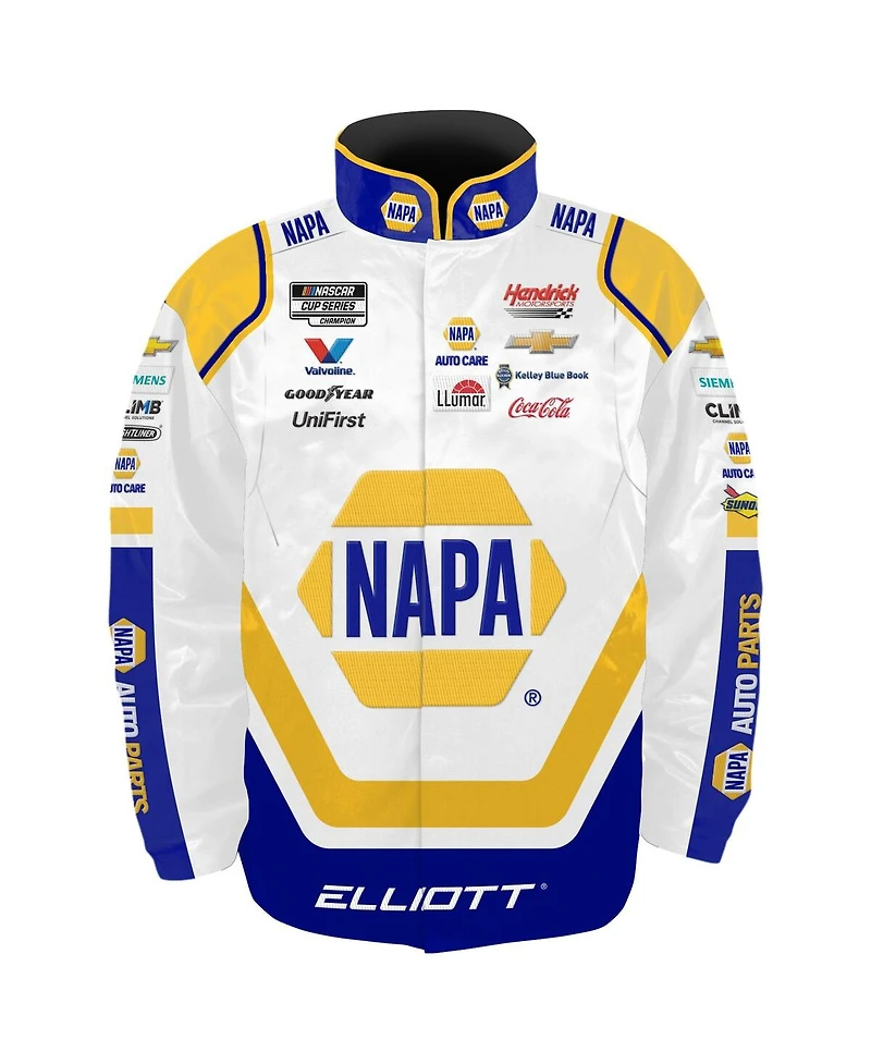 Hendrick Motorsports Team Collection Men's White Chase Elliott Napa Full-Snap Nylon Uniform Jacket