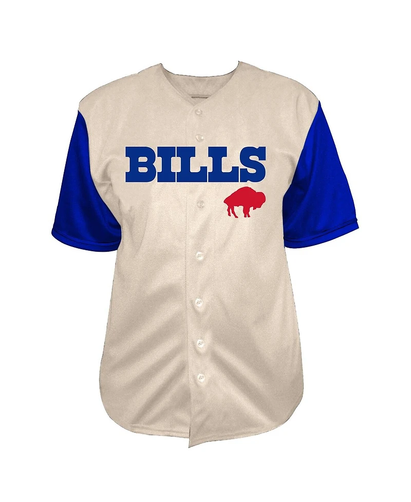 Fanatics Men's Cream Buffalo Bills Full-Button Short Sleeve T-Shirt