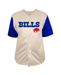 Fanatics Men's Cream Buffalo Bills Full-Button Short Sleeve T-Shirt