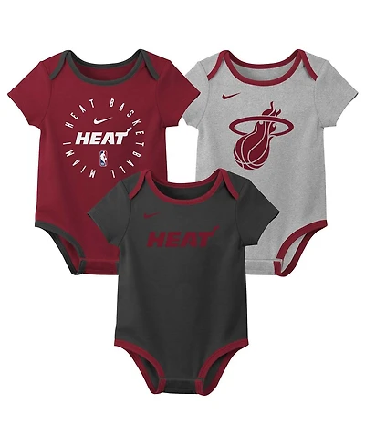 Nike Baby Boys and Girls 3-Pack Miami Heat Bodysuit Set