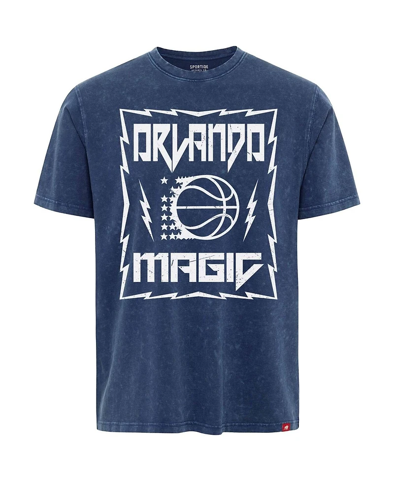 Sportiqe Men's and Women's Blue Orlando Magic Rock Roll Collection Angus Premium Mineral Wash T-Shirt
