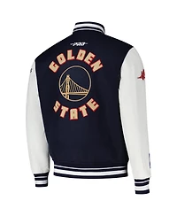 Pro Standard Men's Navy Golden State Warriors 2024/25 City Edition Wool Varsity Full-Zip Jacket