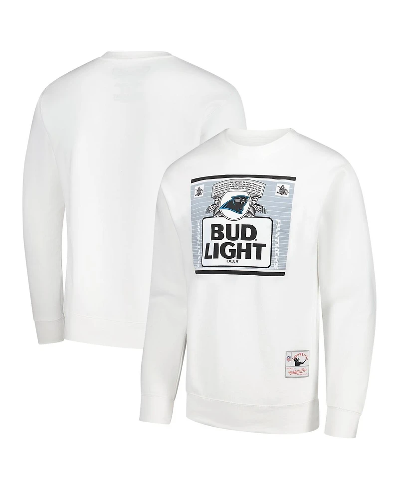 Mitchell & Ness x Bud Light Men's White Carolina Panthers The Crest Pullover Sweatshirt