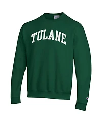 Champion Men's Green Tulane Wave Basic Arch Fleece Pullover Sweatshirt