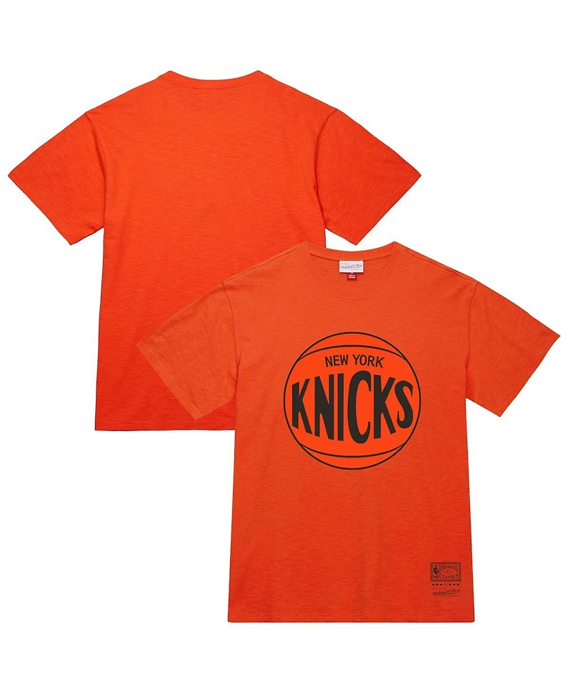 Mitchell & Ness Men's and Women's Orange New York Knicks Hardwood Classics Mvp Logo T-Shirt