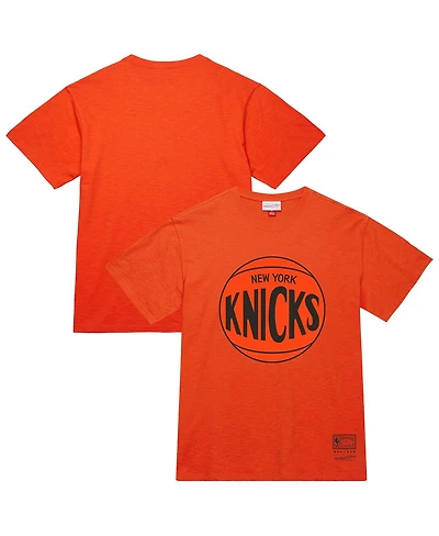 Mitchell & Ness Men's and Women's Orange New York Knicks Hardwood Classics Mvp Logo T-Shirt