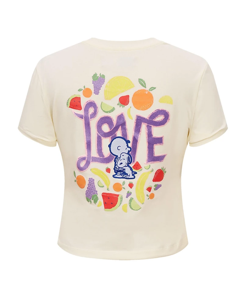 Freeze Max Women's Cream Peanuts Sweet Love Baby Doll Cropped T-Shirt