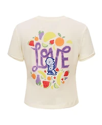 Freeze Max Women's Cream Peanuts Sweet Love Baby Doll Cropped T-Shirt