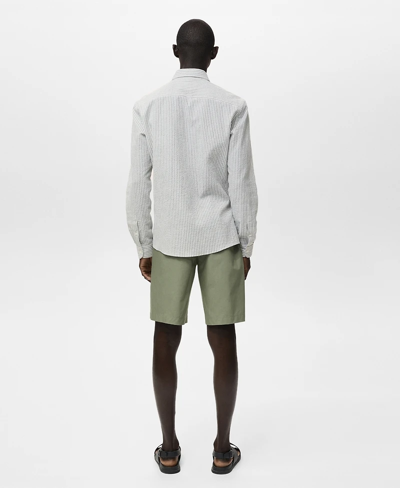 Mango Men's Regular-Fit Stripe-Textured Shirt