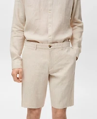 Mango Men's Slim-Fit Linen Bermuda Shorts