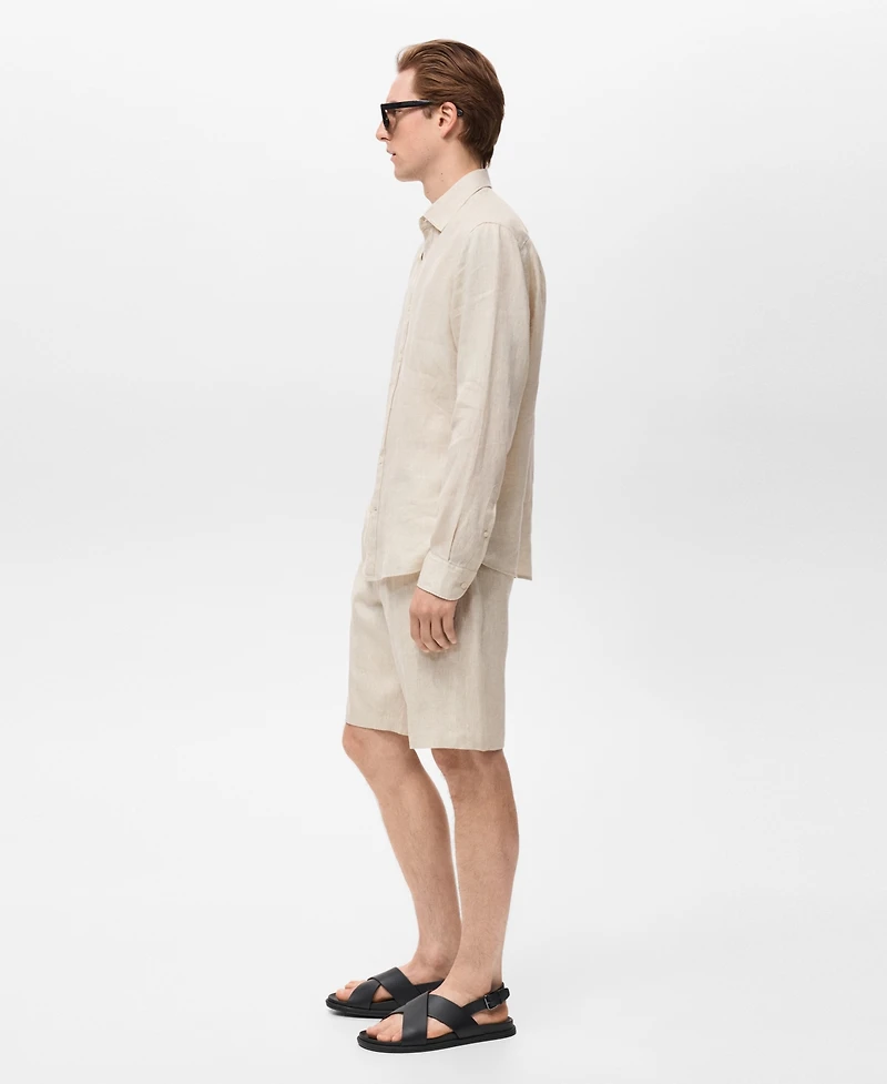 Mango Men's Slim-Fit Linen Bermuda Shorts