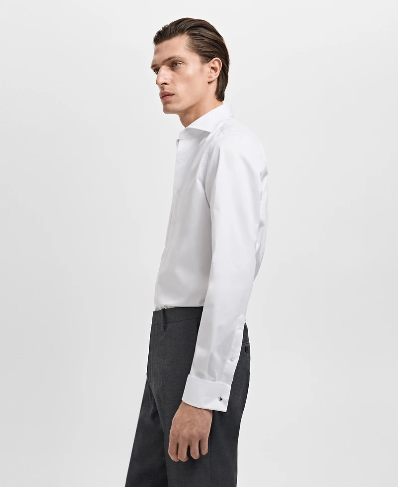 Mango Men's Slim-Fit Twill Fabric Dress Shirt