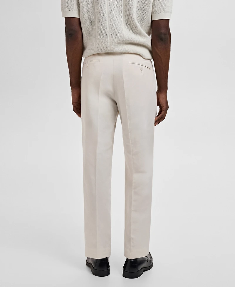 Mango Men's Pleated Linen Lyocell Pants