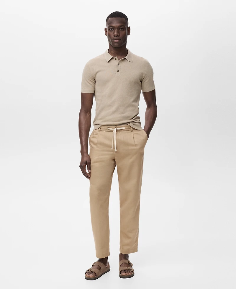 Mango Men's Slim-Fit Drawstring Linen Pants