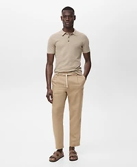 Mango Men's Slim-Fit Drawstring Linen Pants
