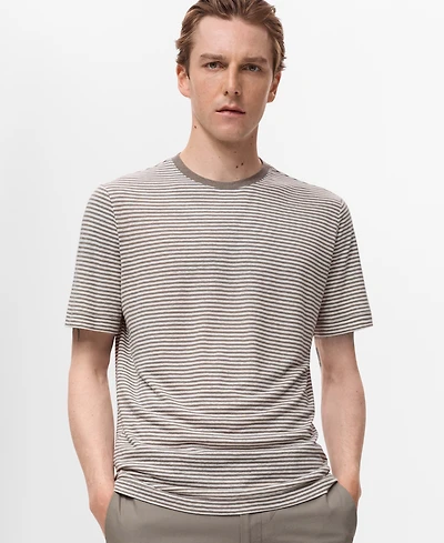 Mango Men's Striped Slim-Fit Linen T-Shirt
