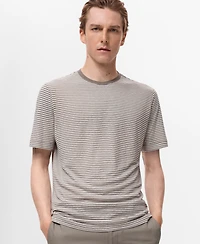 Mango Men's Striped Slim-Fit Linen T-Shirt