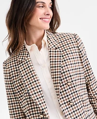 Jones New York Women's Faux Double Breasted Elbow Patch Jacket