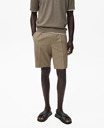 Mango Men's Linen 9.5" Bermuda Shorts