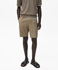Mango Men's Linen 9.5" Bermuda Shorts