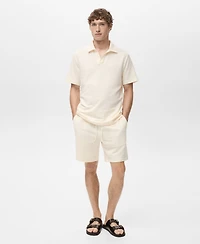 Mango Men's Seersucker Cotton Polo Shirt